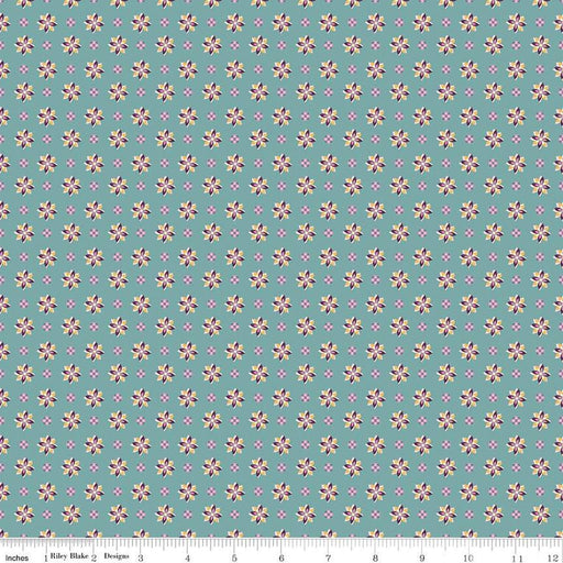 Juju's Petals Calico Teal Cotton 43"/44" Fabric Per Yard - Choice FabricsC16613-TEAL