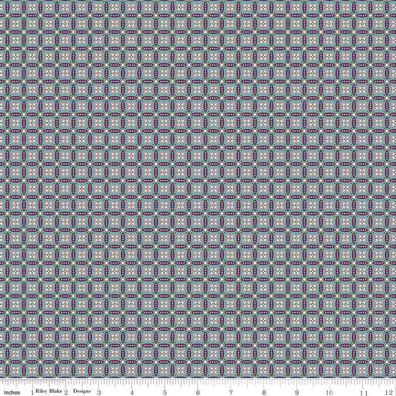Juju's Petals Mosaic Teal Cotton 43"/44" Fabric Per Yard - Choice FabricsC16614-TEAL