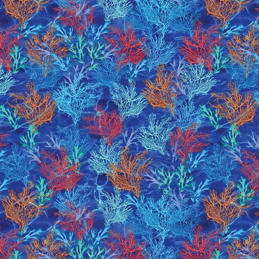 Blue Coral Reef Cotton Wideback Fabric per yard - Choice FabricsKAS-12532W-99