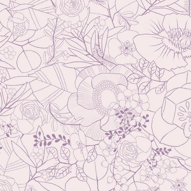 Lavender Floral Sketch Cotton 44"/45" Fabric Per Yard - Choice FabricsDDC12503-LAVE-D