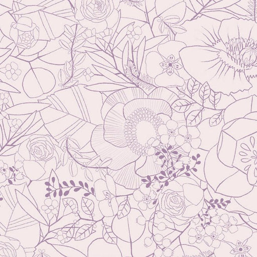 Lavender Floral Sketch Cotton 44"/45" Fabric Per Yard - Choice FabricsDDC12503-LAVE-D