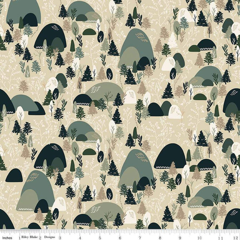 Let's Wander Mountain Music Stone Cotton 43"/44" Fabric Per Yard - Choice FabricsC16883­-STONE