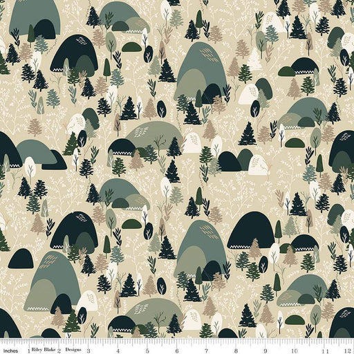 Let's Wander Mountain Music Stone Cotton 43"/44" Fabric Per Yard - Choice FabricsC16883­-STONE