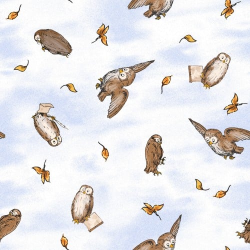 Light Blue Classic Winnie Owls Cotton 43"/44" Fabric Per Yard - Choice FabricsSEF-8718-11