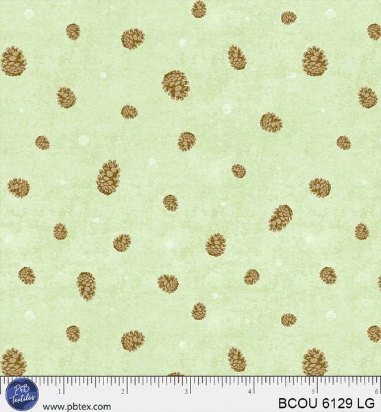 Light Green Pinecones Bigfoot Country BCOU-6129-LG Cotton 44/45 Fabric Per Yard - Choice FabricsBCOU-6129-LG