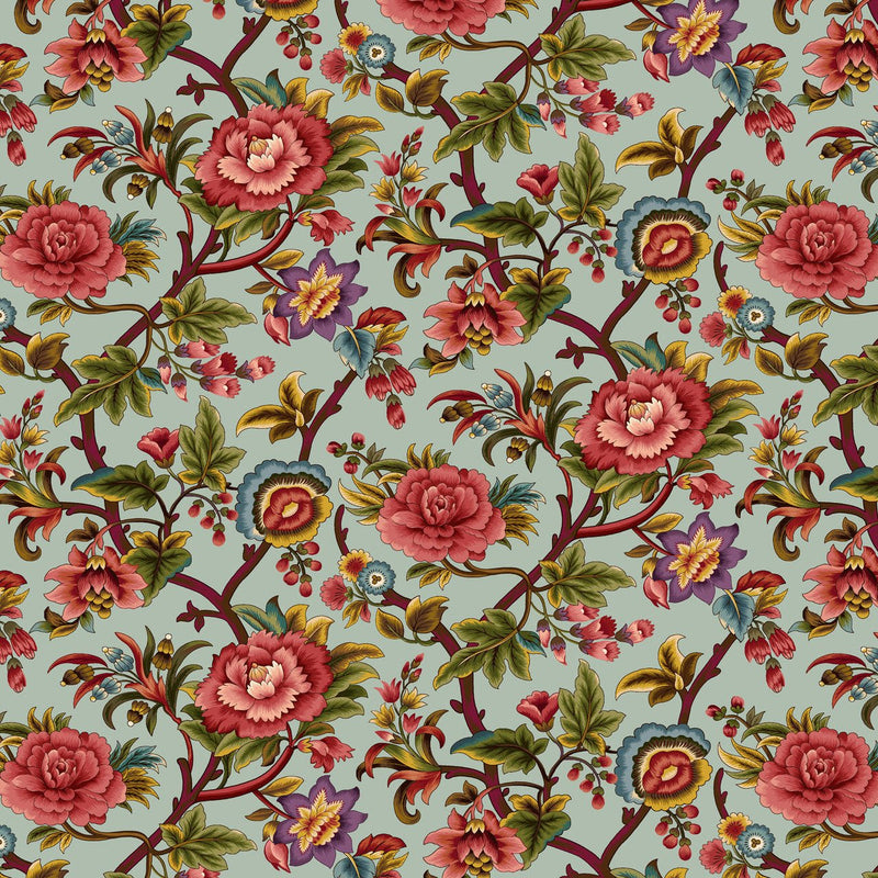 Light Teal Heligan Vine Lost Gardens of Heligan Cotton 43"/44" Fabric Per Yard - Choice FabricsHEG-3590-17