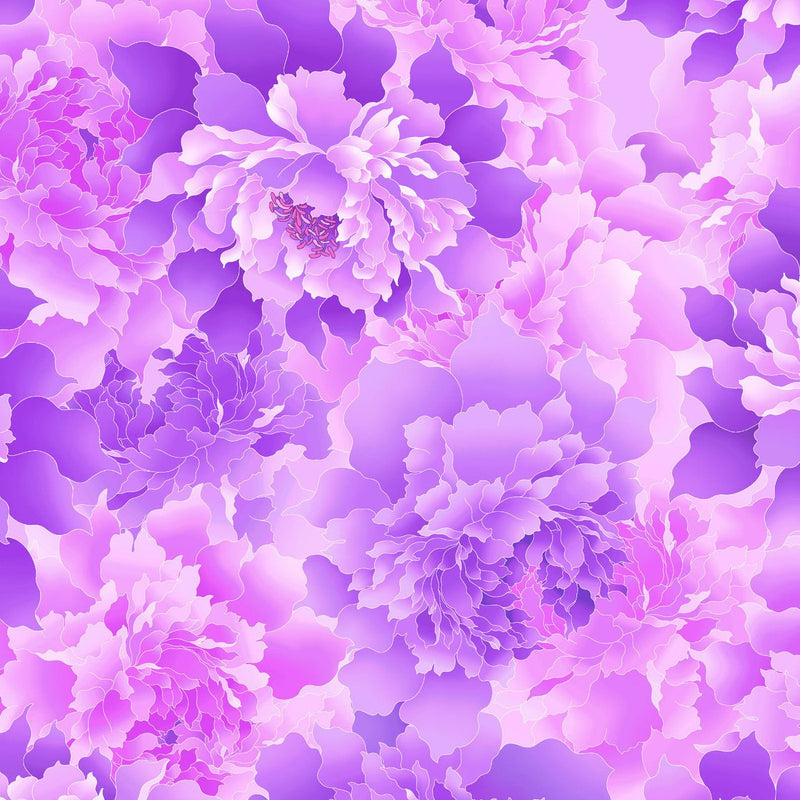 Lilac Monochromatic Peony 118" Peony Paradise Cotton Wideback Fabric Per Yard - Choice FabricsHEG-3603W-50