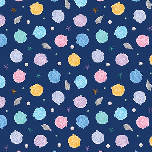 Little Shells Navy Cotton 44"/45" Fabric Per Yard - Choice Fabrics15060-56
