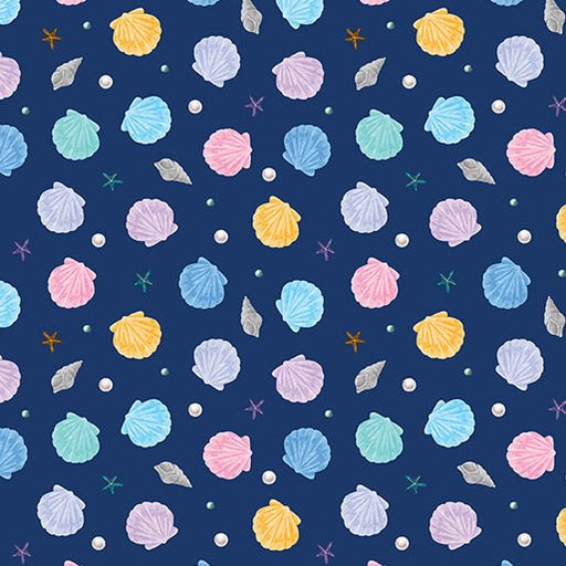 Little Shells Navy Cotton 44"/45" Fabric Per Yard - Choice Fabrics15060-56
