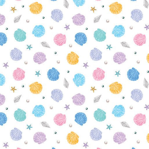 Little Shells White Cotton 44"/45" Fabric Per Yard - Choice Fabrics15060-09