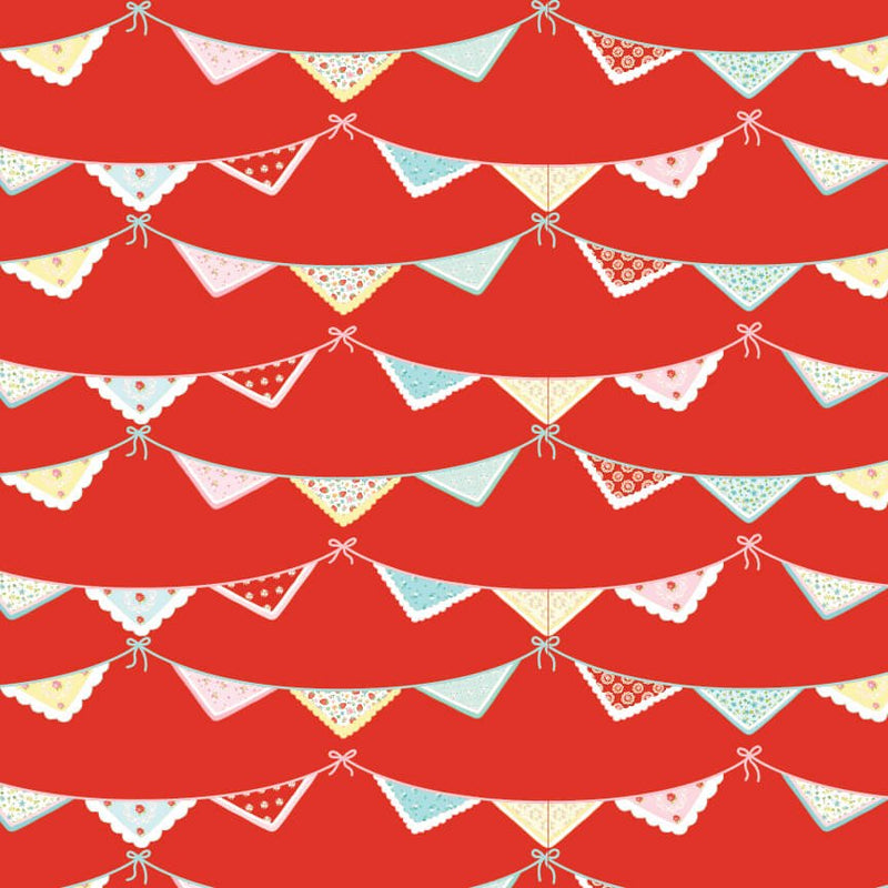 Market Day - Bunting Print - Red - Choice FabricsMK24553