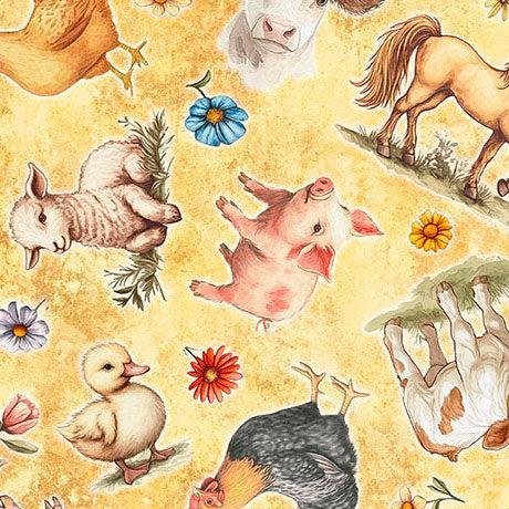 Marigold Farm Animal Toss Lil Farmers Cotton 44"/45" Fabric Per Yard - Choice Fabrics2600-31906-S