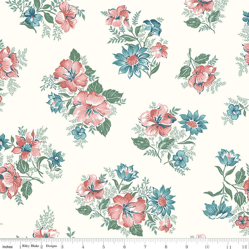 Mary Catherine Floral Cloud Cotton Wideback Fabric per yard - Choice FabricsWB16710-CLOUD