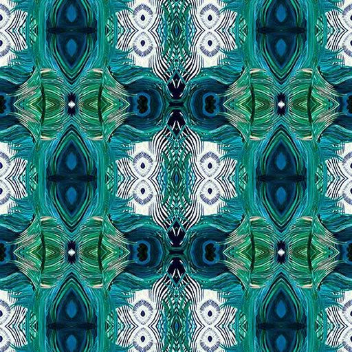 Miraval Teal Affinity Peacock Mirror Cotton 44"/45" Fabric Per Yard - Choice Fabrics16684-85