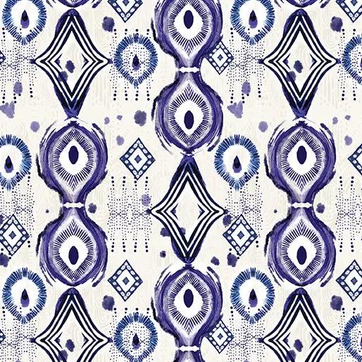 Mirrors White/Blue Affinity Cotton 44"/45" Fabric Per Yard - Choice Fabrics16688-09