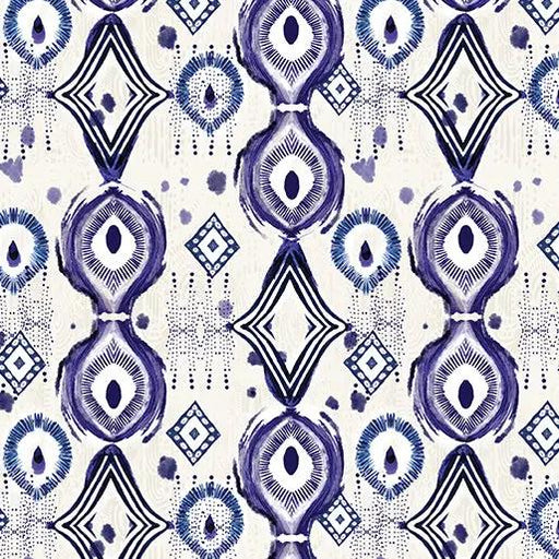 Mirrors White/Blue Affinity Cotton 44"/45" Fabric Per Yard - Choice Fabrics16688-09