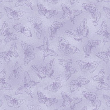 Monochromatic Butterflies - Lavender Fluttering Florals Cotton 43"/44" Fabric Per Yard - Choice FabricsHEG2170-55