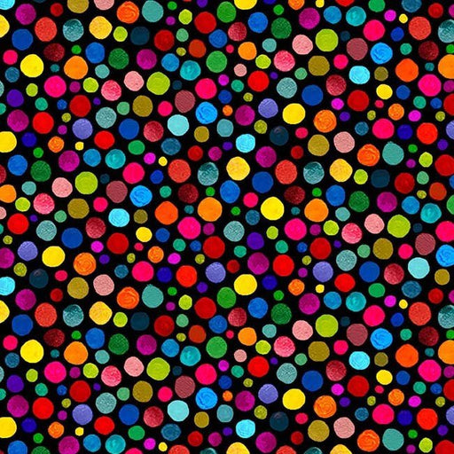 Multi Polka Dot Cotton Wideback Fabric per yard - Choice FabricsWBD12444-BLAC-D