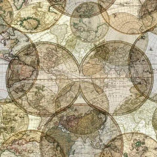 Natural All Around The World Globes Cotton Wideback Fabric Per Yard - Choice Fabrics51386D-X