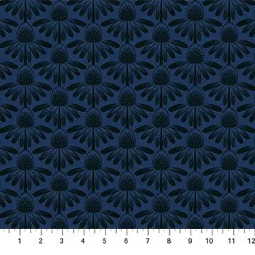 Navy Blue Echinacea Indelible by Anna Maria for Northcott Cotton 44"/45" Fabric Per Yard - Choice FabricsAMT1001-86L