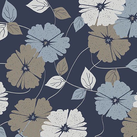 Navy Modern Refinement Floral Vine Cotton 43"/44" Fabric Per Yard - Choice Fabrics2600-31839-N