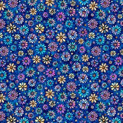 Navy Mosaic Blooms Tile Coordinate Cotton 44/45 Fabric Per Yard - Choice Fabrics2600-31488-N