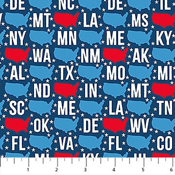 Navy Multi States 44"/45" Cotton Fabric Per Yard - Choice Fabrics29055-48
