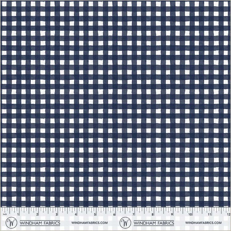 Navy Painted Gingham 44"/45" Cotton Fabric Per yard - Choice Fabrics55142-2