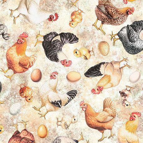 Oatmeal Chicken Toss Lil Farmers Cotton 44"/45" Fabric Per Yard - Choice Fabrics2600-31909-E