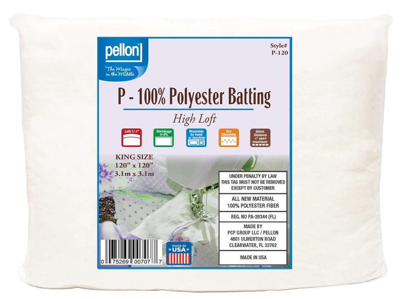 Pellon® Polyester Batting – 120" x 120" King Size Package - Choice FabricsDSP-120