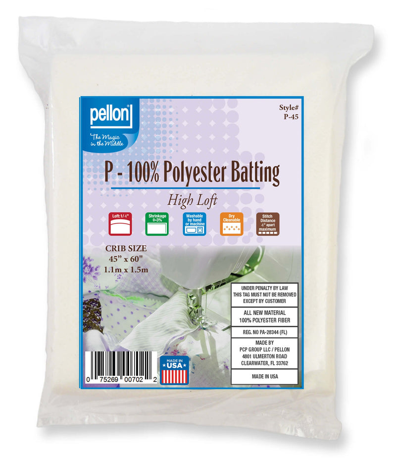 Pellon® Polyester Batting – 45" x 60" Crib Size Package - Choice FabricsDSP-45