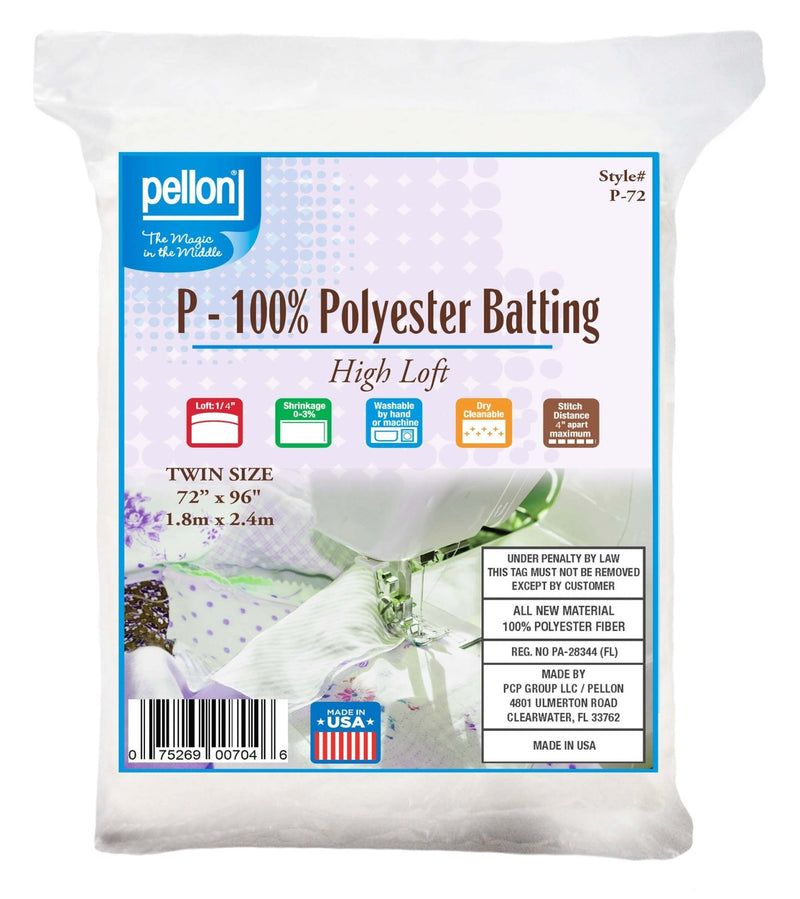 Pellon® Polyester Batting – 72" x 96" Twin Size Package - Choice FabricsDSP-72