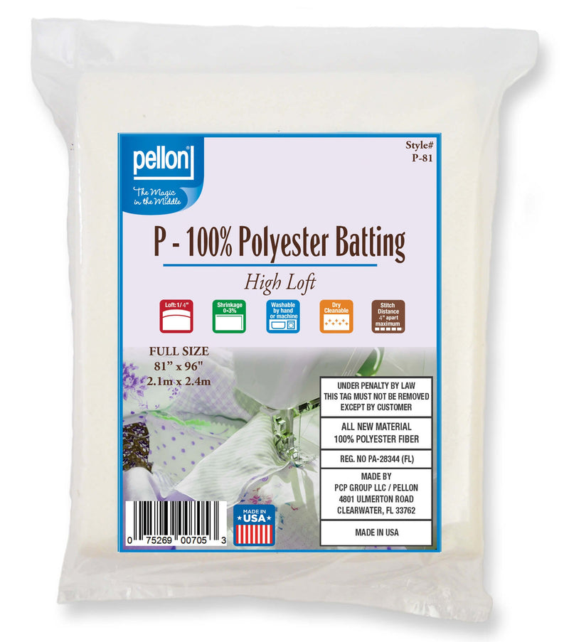 Pellon® Polyester Batting – 81" x 96" Full Size Package - Choice FabricsDSP-81