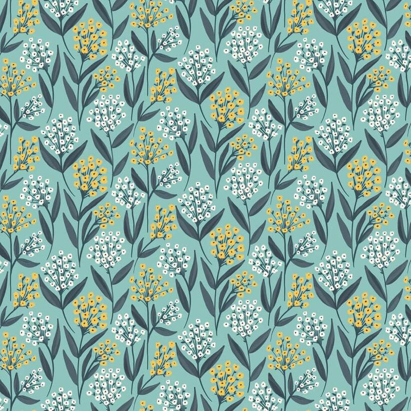 Painted Blossoms - Barely Buds - Teal (3 - Yard Pack) - Choice FabricsPB24667