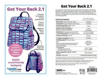 Got Your Back 2.1 Sewing Pattern - Choice FabricsPBA198-2.1