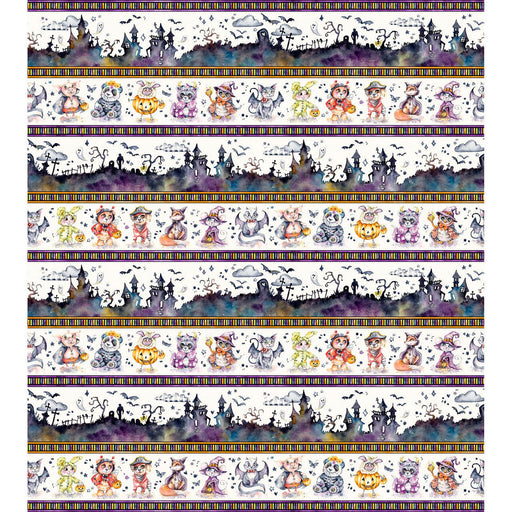 Spooky Scene Border Stripe Multi Cotton 44"/45" Fabric Per Yard - Choice FabricsLDHA-6183-WMU