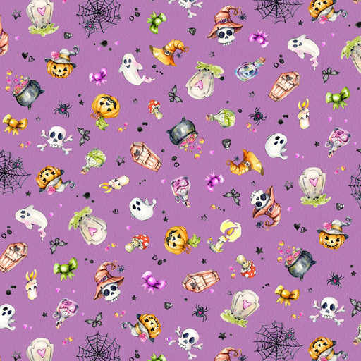 Spooky Halloween Toss Purple Cotton 44"/45" Fabric Per Yard - Choice FabricsLDHA-6185-C
