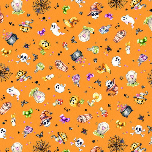 Spooky Halloween Toss Orange Cotton 44"/45" Fabric Per Yard - Choice FabricsLDHA-6185-O