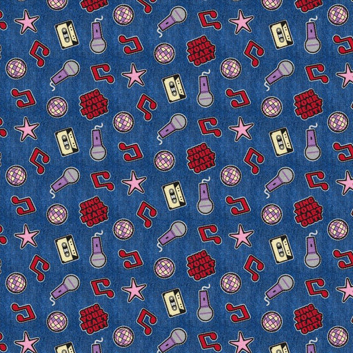 Blue Patch Perfect Music Cotton 43"/44" Fabric Per Yard - Choice Fabrics120-26123