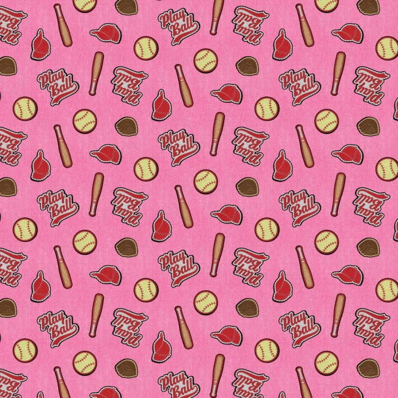 Pink Patch Perfect Baseball 43"/44" Fabric Per Yard - Choice Fabrics120-26134