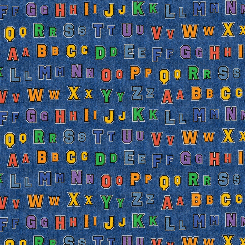 Blue Patch Perfect Alphabet Rows Cotton 43"/44" Fabric Per Yard - Choice Fabrics120-26147