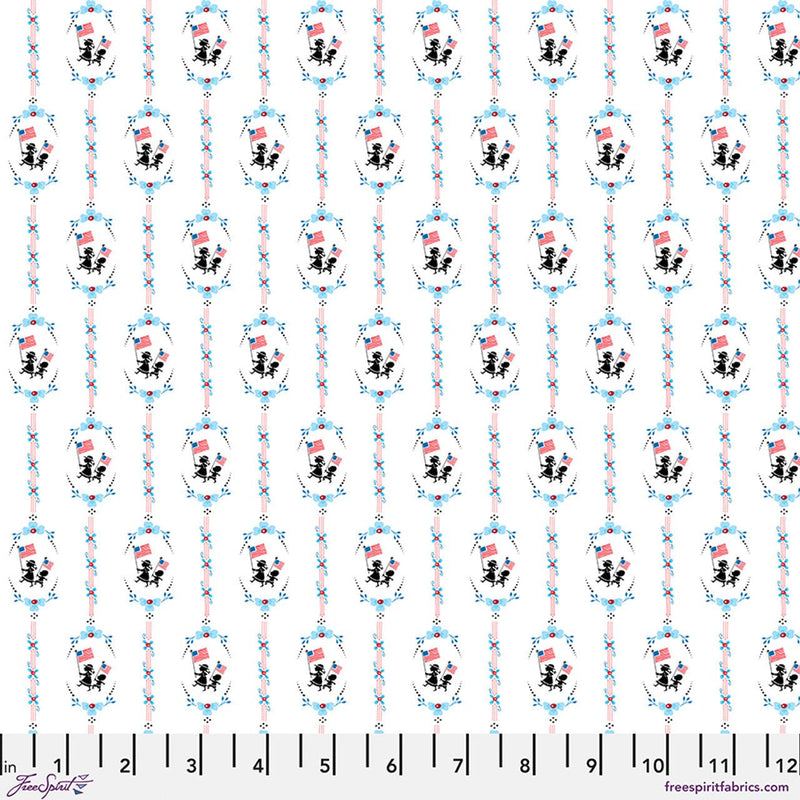 White Children March On Americas Birthday Cotton 44"/45" Fabric Per Yard - Choice FabricsPWMY024.WHITE