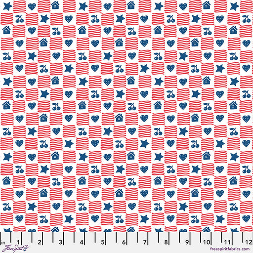Red Simple American Home Americas Birthday Cotton 44"/45" Fabric Per Yard - Choice FabricsPWMY026.RED