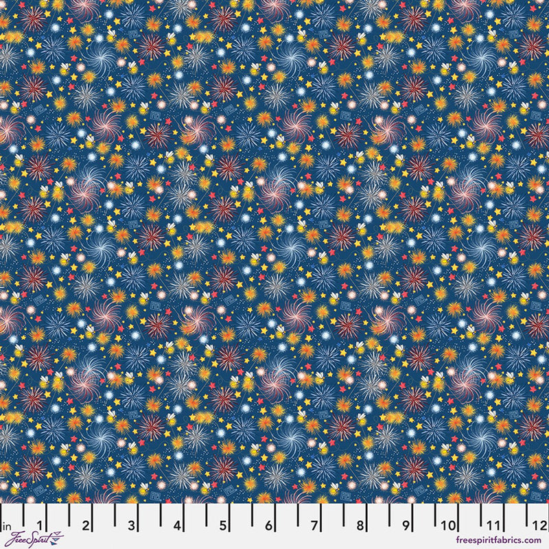 Navy Americas Birthday Fireworks Cotton 44"/45" Fabric Per Yard - Choice FabricsPWMY028.NAVY