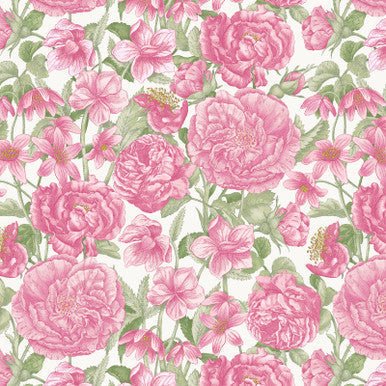 Packed Floral - Cream/Pink Fluttering Florals Cotton 43"/44" Fabric Per Yard - Choice FabricsHEG2168-26