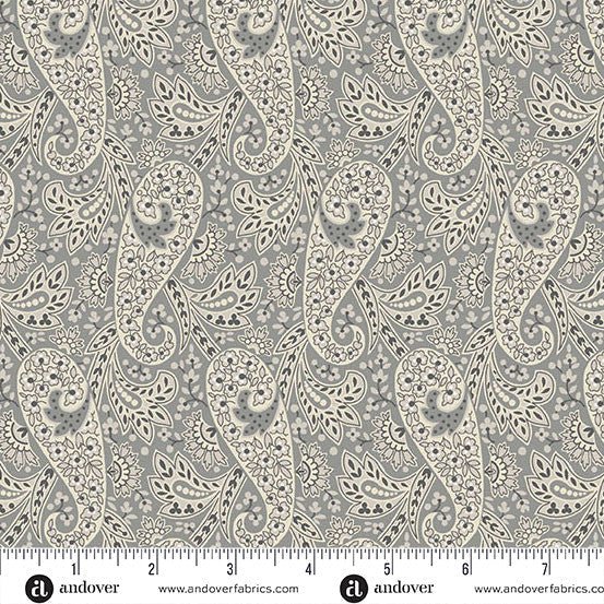 Paisley Gray Nightfall 44"/45" Cotton Fabric Per Yard - Choice FabricsA-10203-C