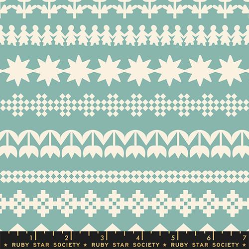 Paper Cuts 2 Water Turquoise Stripes Knit Cotton 43"/44" Fabric Per Yard - Choice FabricsRS1109-15