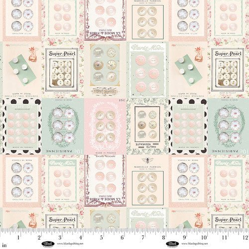 Parisian Snippets Digital Ecru Buttons Cotton 44"/45" Fabric Per Yard - Choice Fabrics4293-41