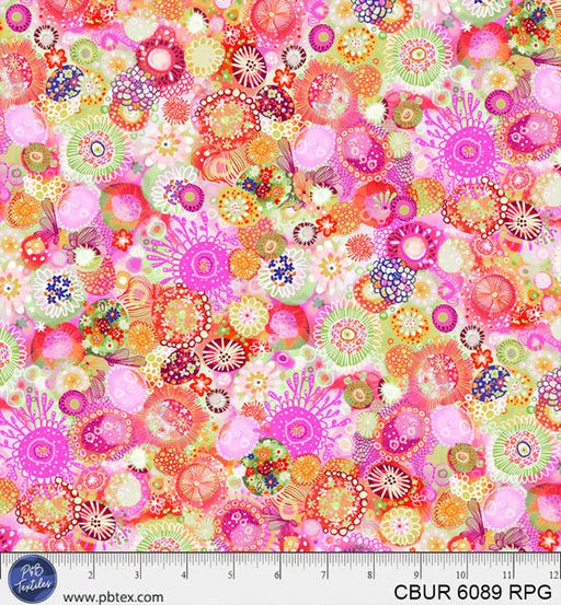 Peachy Blossom Flower Bust Color Burst Cotton 44"/45" Fabric Per Yard - Choice FabricsCBUR-6089-RPG