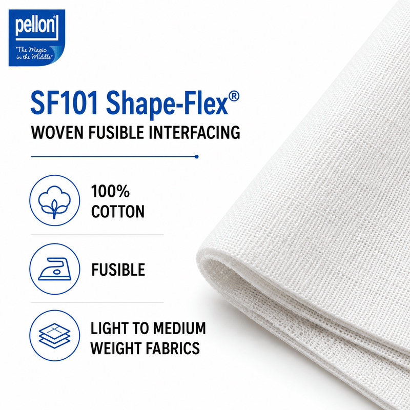 Pellon® SF101 Shape-Flex® Fusible Woven Cotton Interfacing – 20" x 10 Yard Bolt (Black)